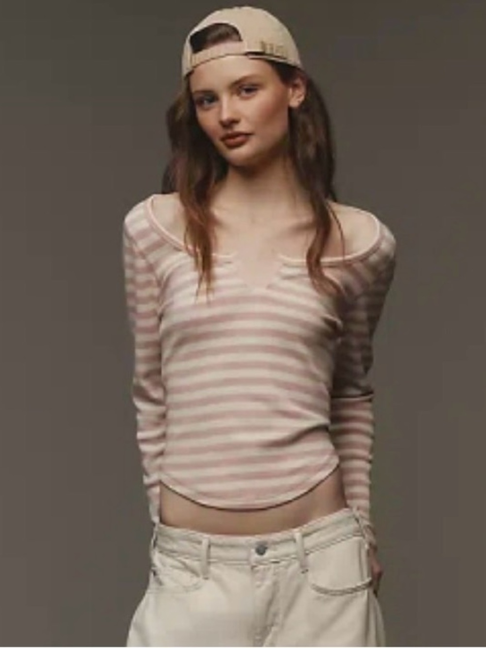 NEW with Tag—Anthropologie Pilcro Notched Long Sleeve Tee—Size XL